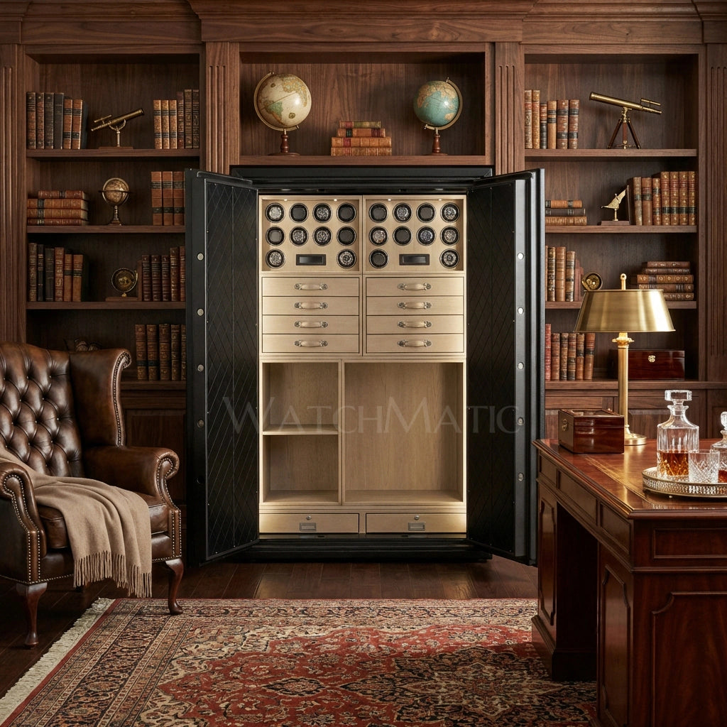 Sovereign™ Leather Vault – Dual Door Watch Safe Cabinet