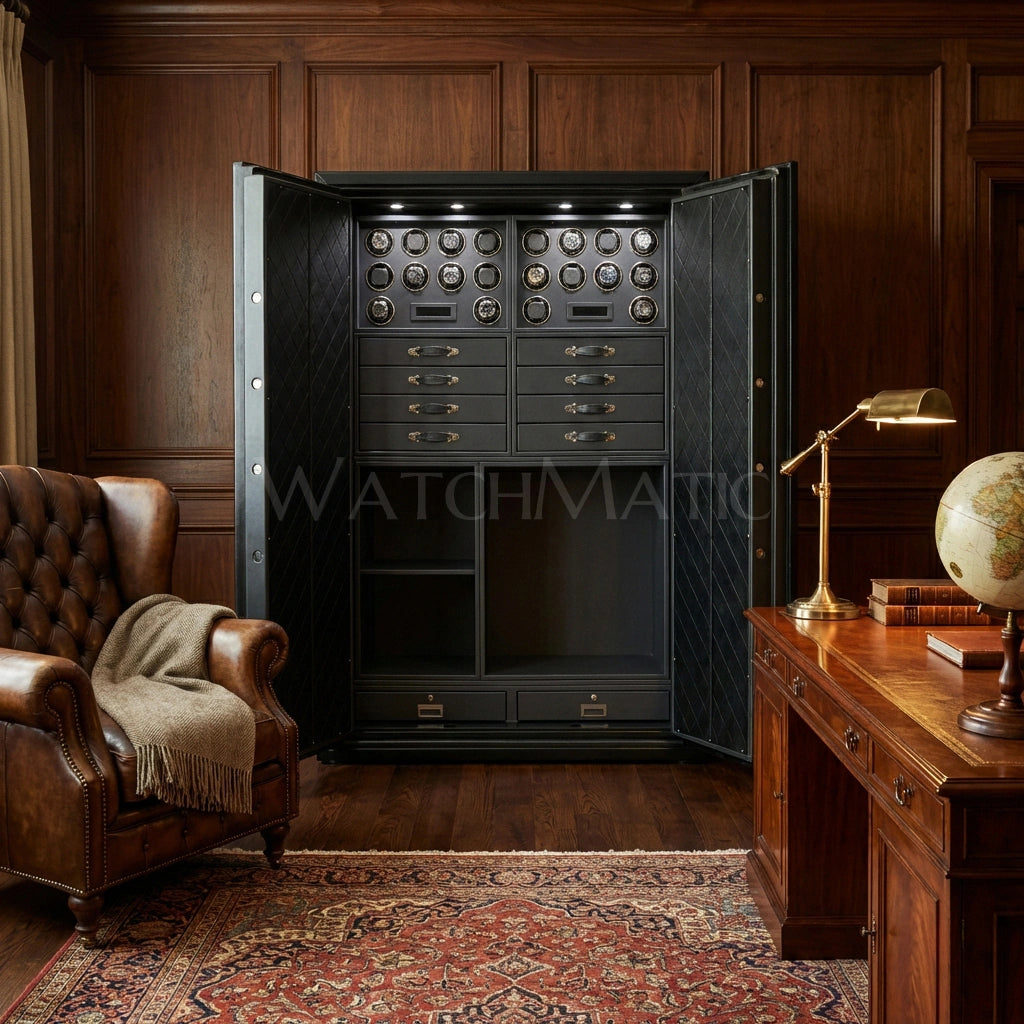 Sovereign™ Leather Vault – Dual Door Watch Safe Cabinet