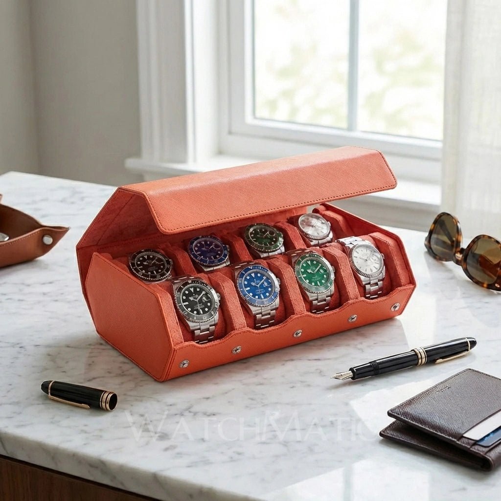 WATCHMATIC Hexagon Watch Box 14:350853blue-8slots - WatchMatic