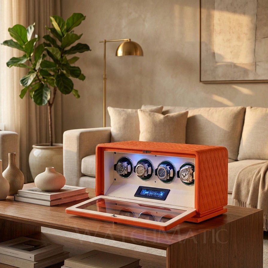 WATCHMATIC Vento Luxury Quad Watch Winder 14:100013777Orange 4 Slots - WatchMatic